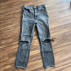 Abercrombie & Fitch Charcoal High Rise Mom Jeans
